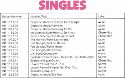 Ausschnitt Katalog Singles